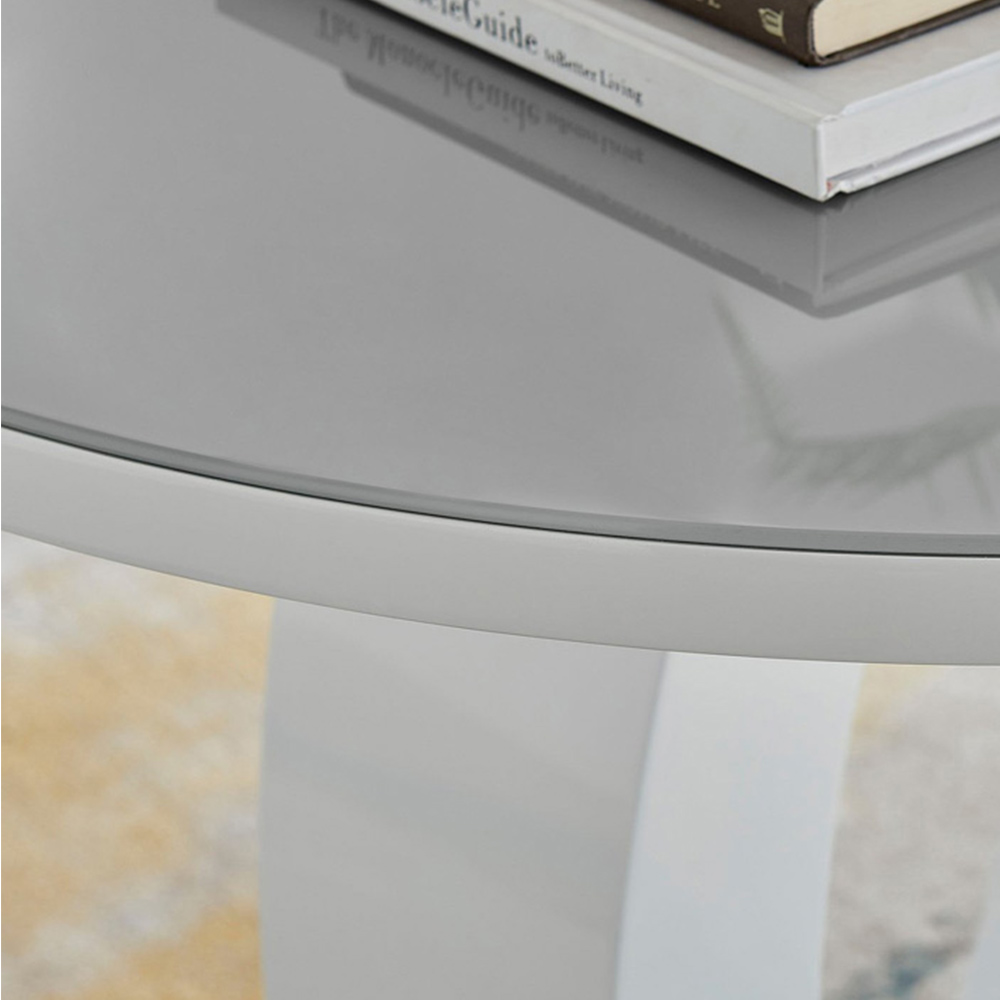 Furniturebox Lucia Valera 6 Seater Round Dining Set Grey Gloss White and Chrome Image 5