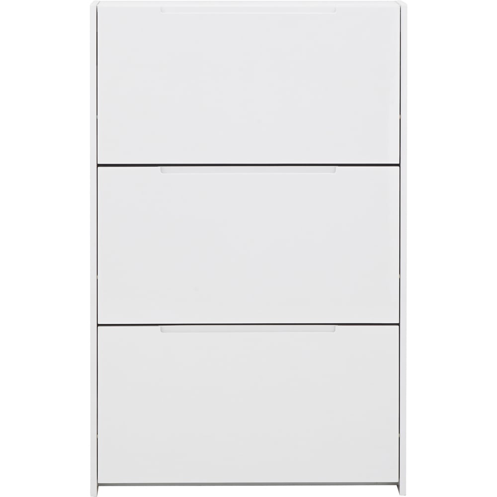 GFW Narrow White High Gloss 3 Tier Shoe Cabinet Image 4