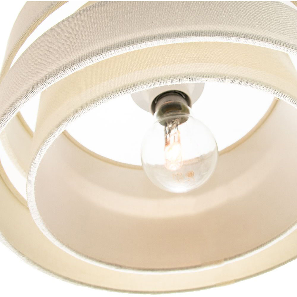 Happy Homewares Contemporary 3 Tier Cream Linen Fabric Pendant Shade Image 5