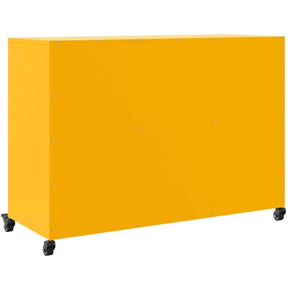 vidaXL 6 Door Mustard Yellow Metal Sideboard with Wheels Image 8