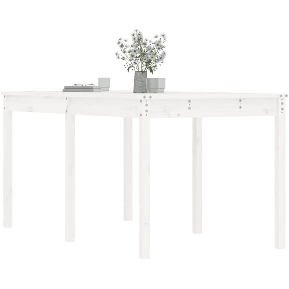 vidaXL 6 Seater Solid Pine Wood Garden Dining Table White Image 3