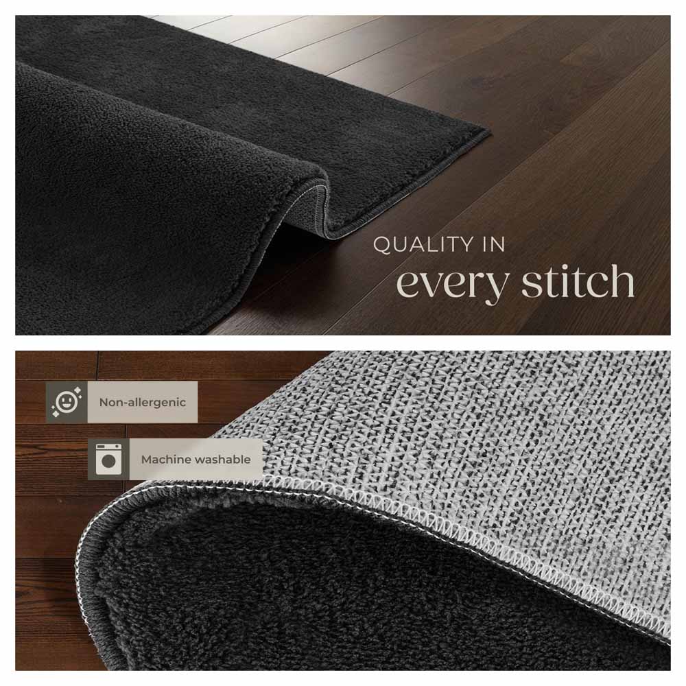 tectake Zonelle Black Short Pile Ultra Soft Rug 290 x 200cm Image 5