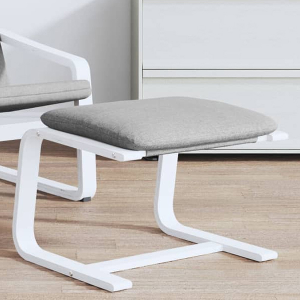 vidaXL Light Grey Fabric Wooden Footstool Image 1