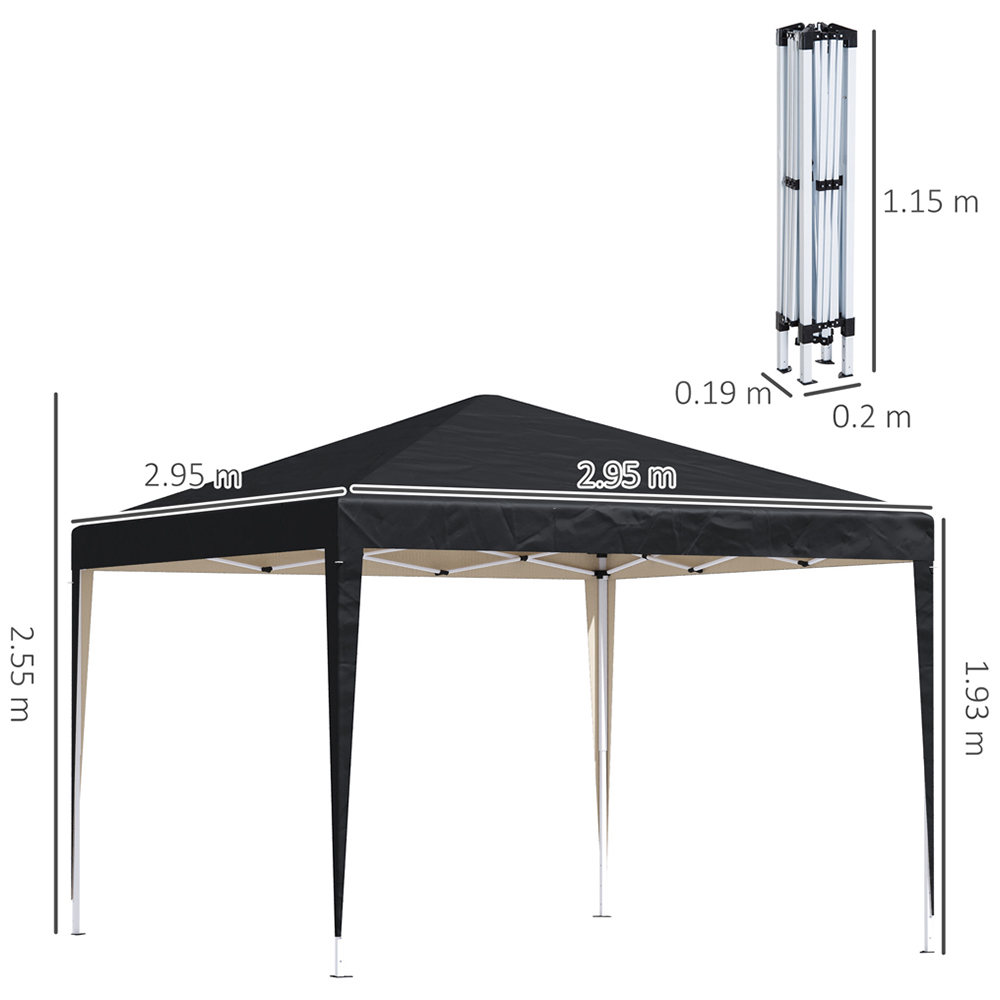 Outsunny 3 x 3m Black Marquee Pop-Up Gazebo Image 6