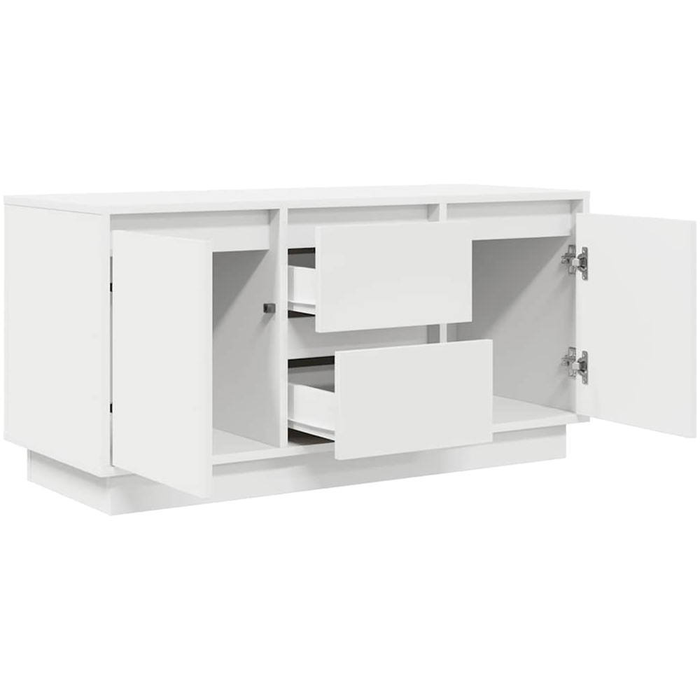 vidaXL 2 Door 2 Drawer White TV Cabinet with LED Lights Image 6