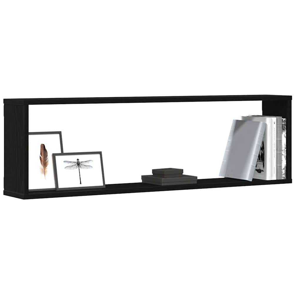 vidaXL 100cm Set of 2 Black Cube Floating Wall Shelf Image 3