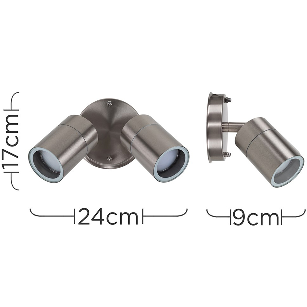 ValueLights Barrow Silver 2 Light Wall Spotlight Image 8