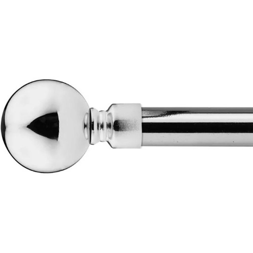 New Edge Blinds Sphere 160-300cm Extendable Chrome Eyelet Metal Curtain Pole Set Image 1