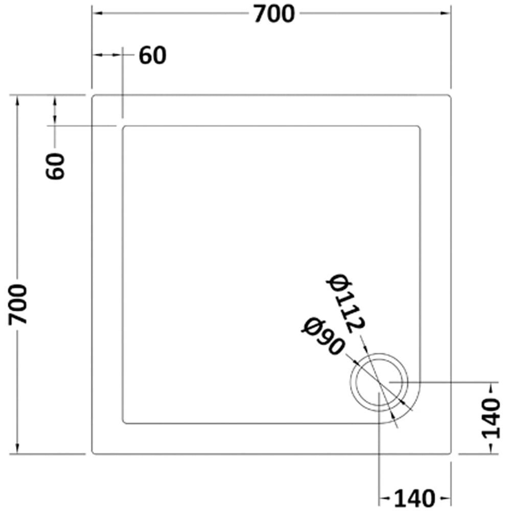 nuie Slate Grey Square Shower Tray 700 x 700mm Image 2