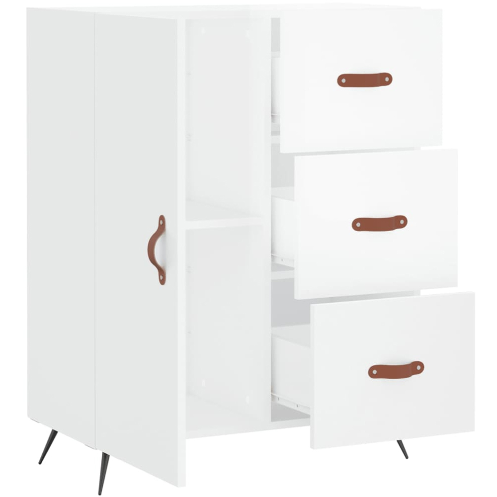 vidaXL Single Door 3 Drawer White Sideboard Image 6