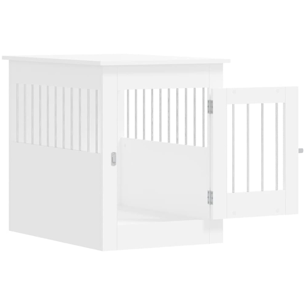 vidaXL White Processed Wood Dog Crate Furniture 55 x 80 x 68cm Image 5