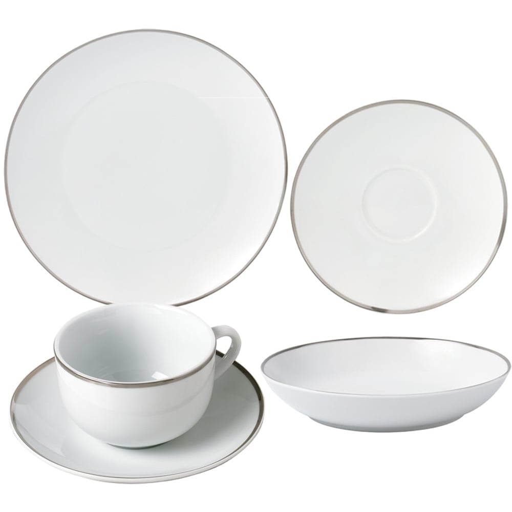 Waterside Platinum Band Porcelain 30 Piece Dinner Set Image 1