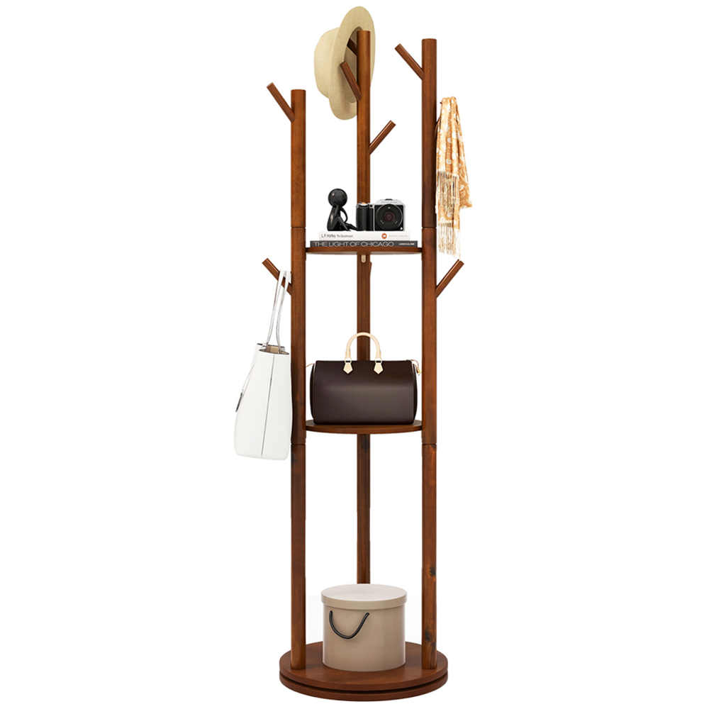 Costway Freestanding Wooden Coat Tree Image 1