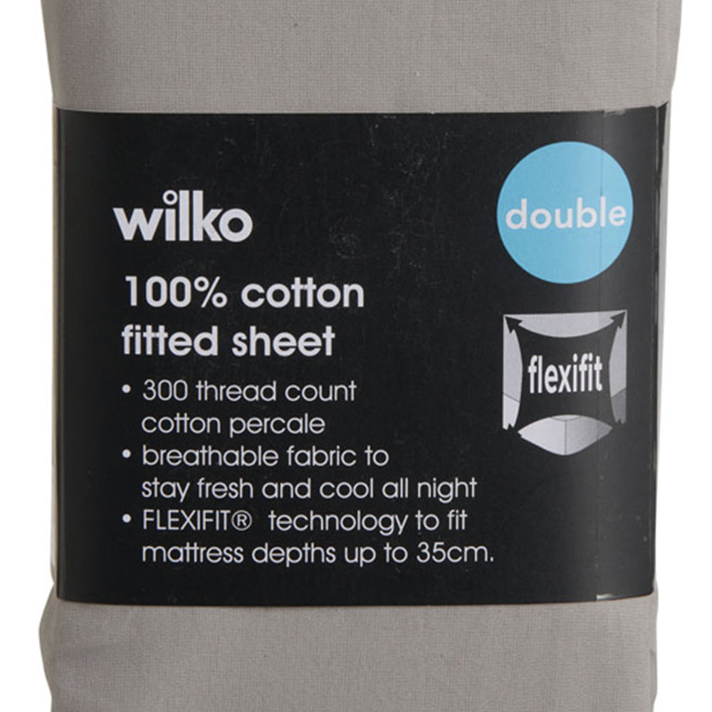 Wilko Best Silver 300 Thread Count Double Percale Fitted Sheet Image 3
