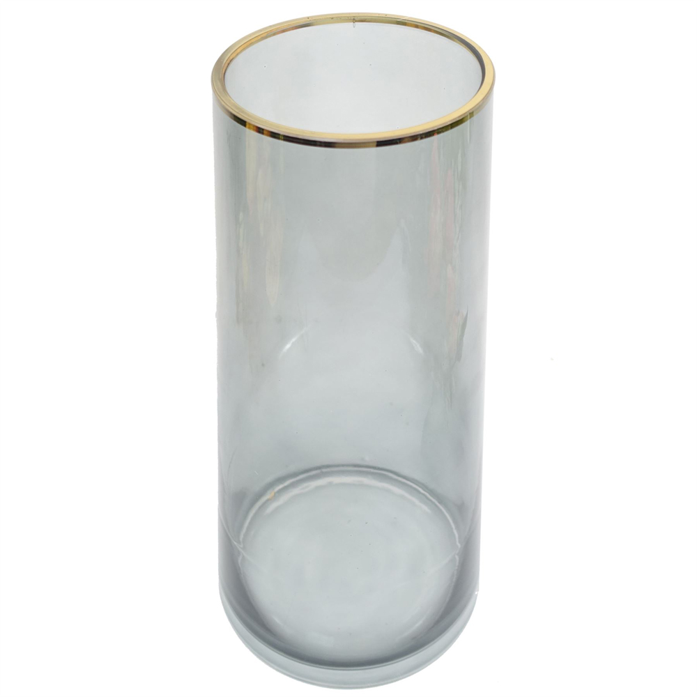Botanik Smoke Grey Gold Rim Glass Vase 28cm Image 3