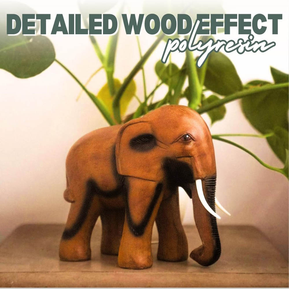Marco Paul Large Wood Effect Elephant Garden Ornament Image 5