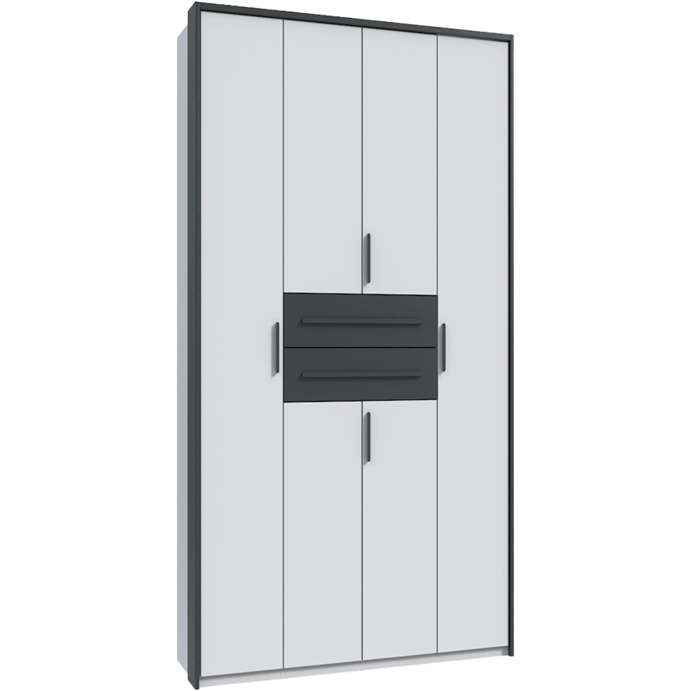 TJ'S Digit 4 Door 2 Drawer White and Graphite Wardrobe Image 4
