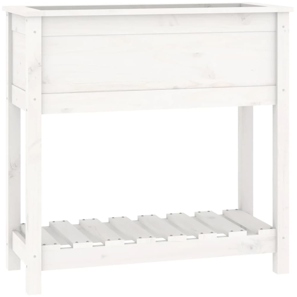 vidaXL Single Shelf White Solid Pine Wood Garden Planter 82.5 x 34.5 x 81cm Image 1