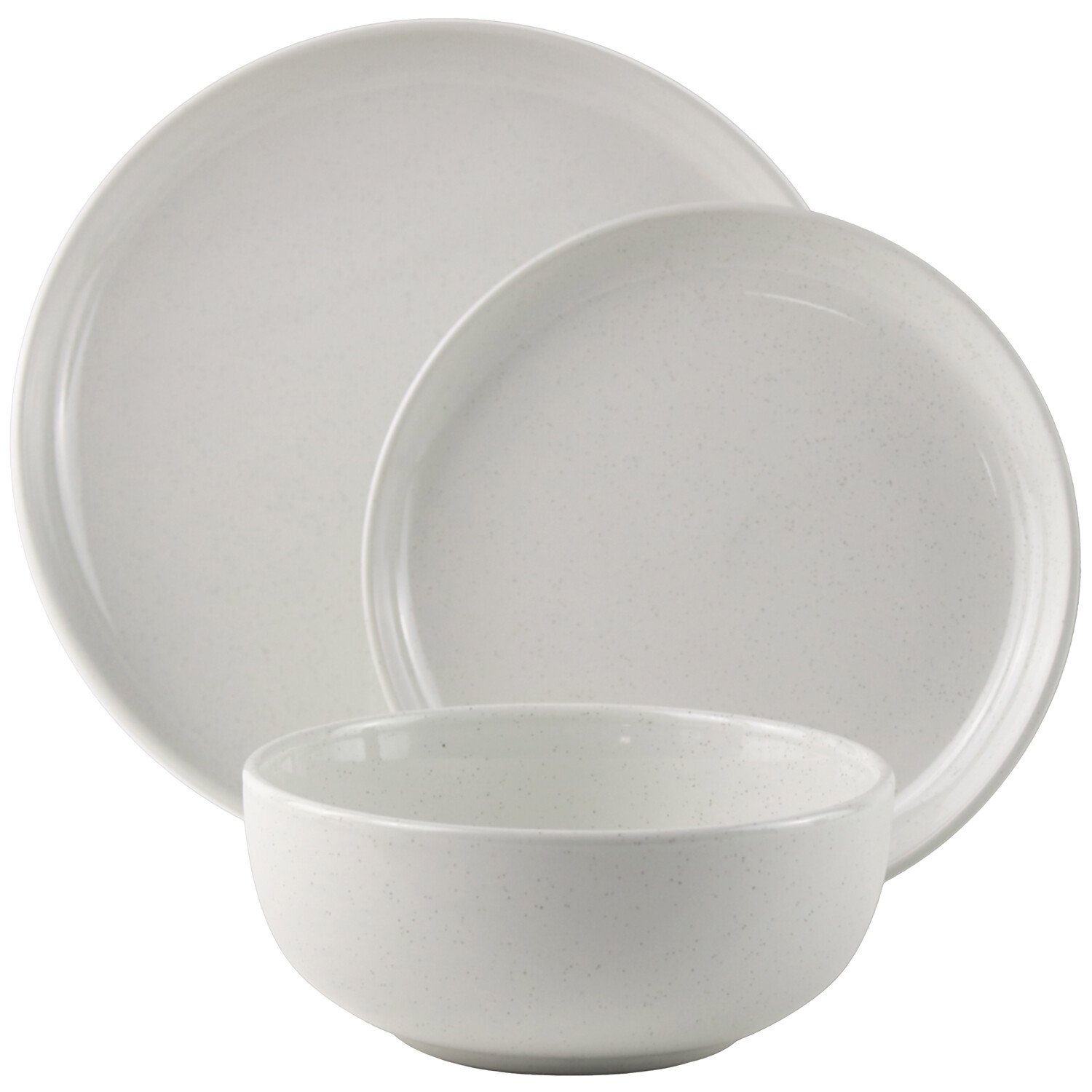 Easy Living 12 Piece Speckled Dinner Set - White Image