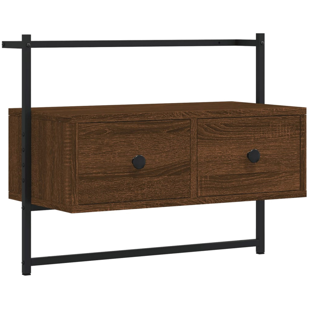vidaXL 2 Drawer Brown Oak and Black Wall Mounted TV Cabinet Image 2