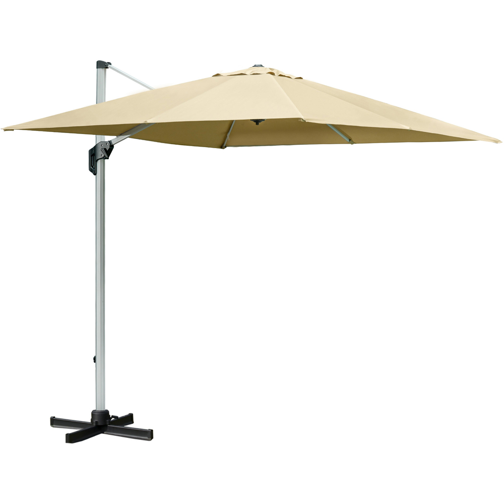 Outsunny Beige Cantilever Crank and Tilt Roma Parasol with Cross Base 3m Image 1