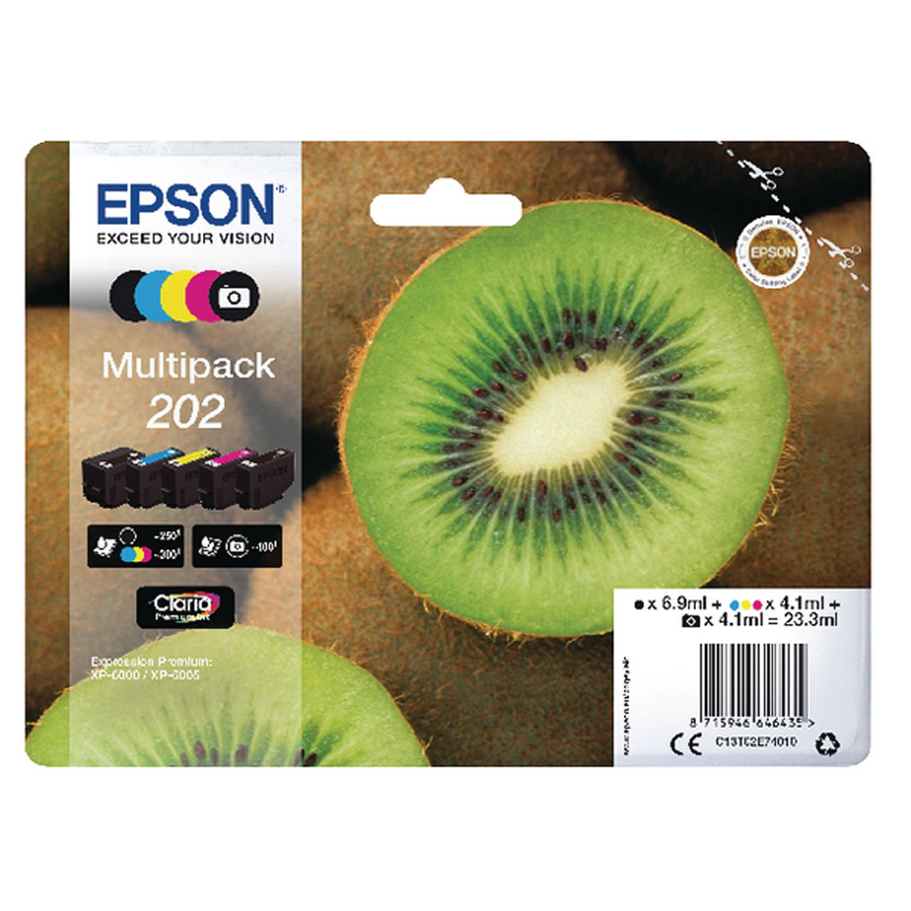 Epson 202 Kiwi Multi Pack Ink Cartridge 5 Colour Image