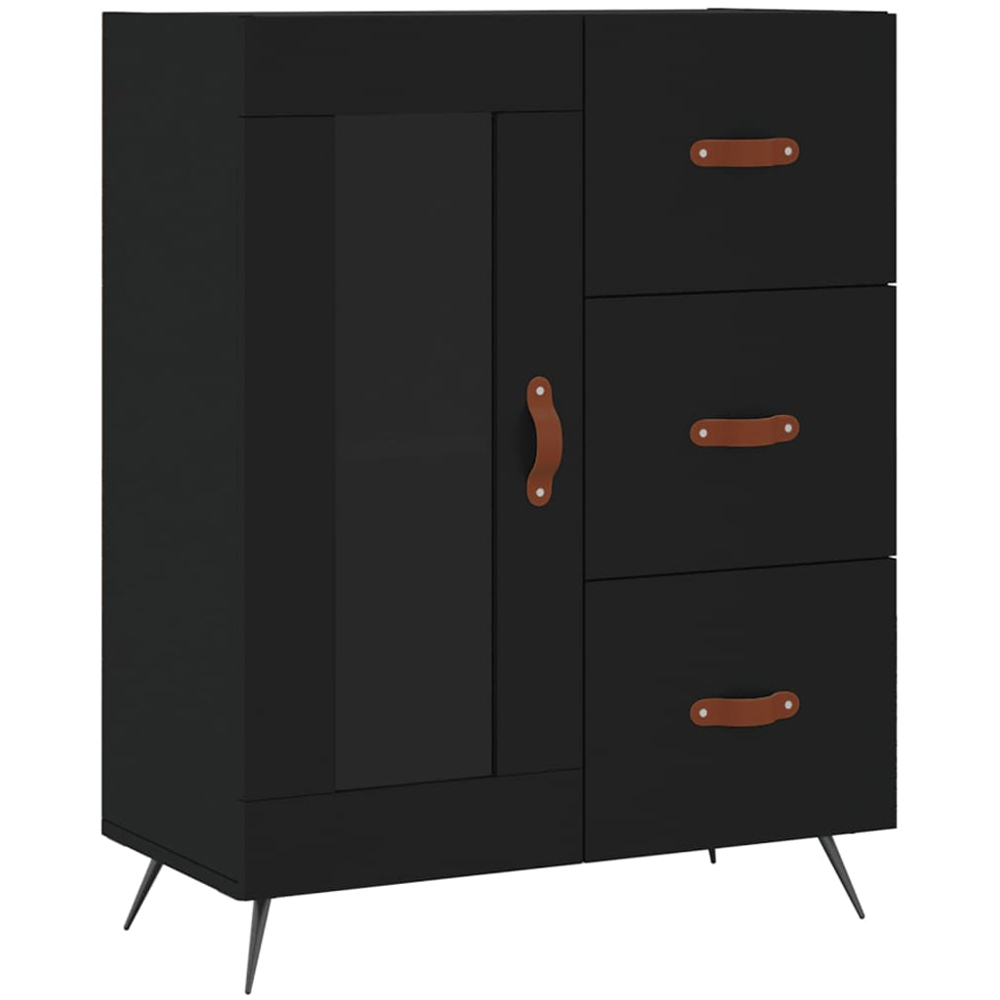 vidaXL Single Door 3 Drawer 5 Shelf Black Highboard Image 7