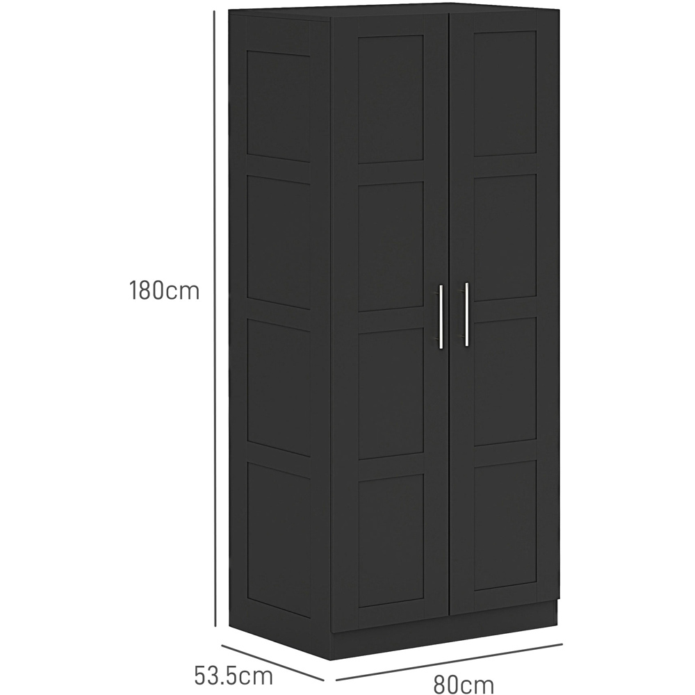 Portland 2 Door Black Double Wardrobe with Hanging Rail Image 9