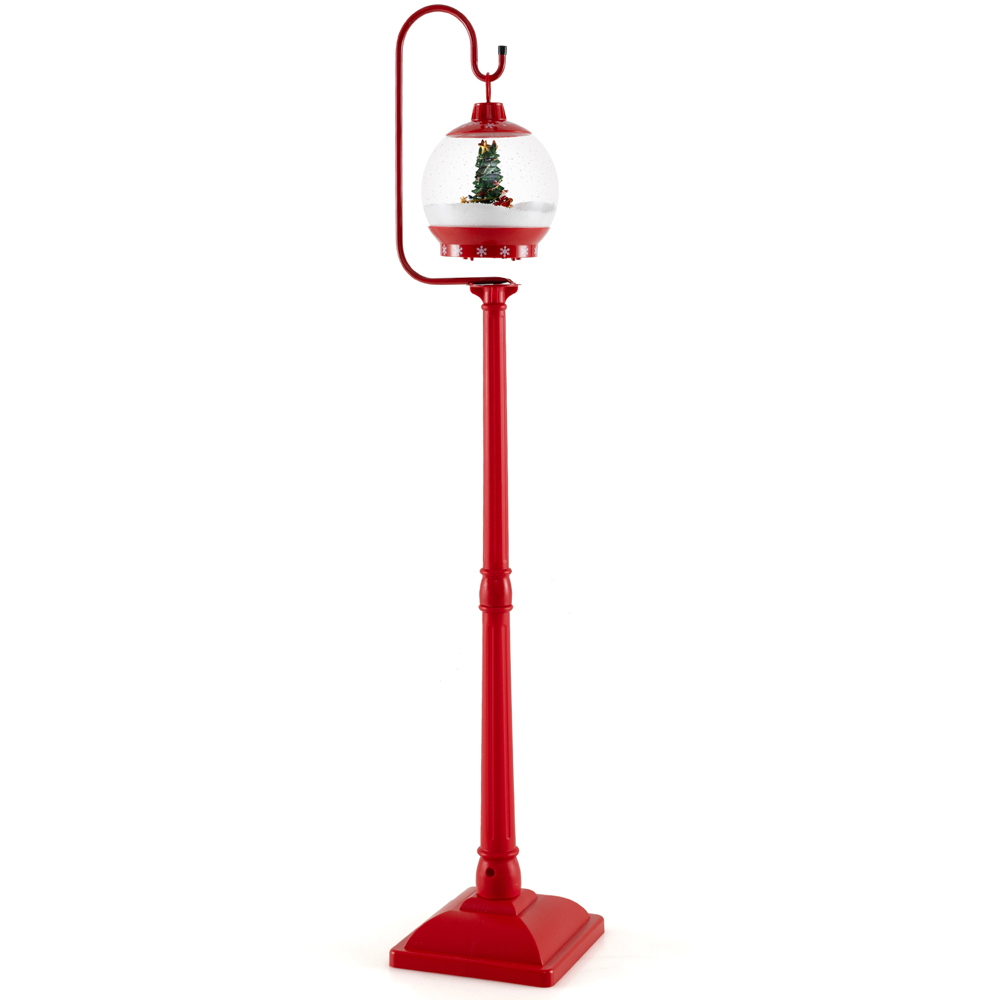 Costway Red Snow Globe Sound Activated LED Lamp Post Outdoor Christmas Decoration 5.7ft Image 1