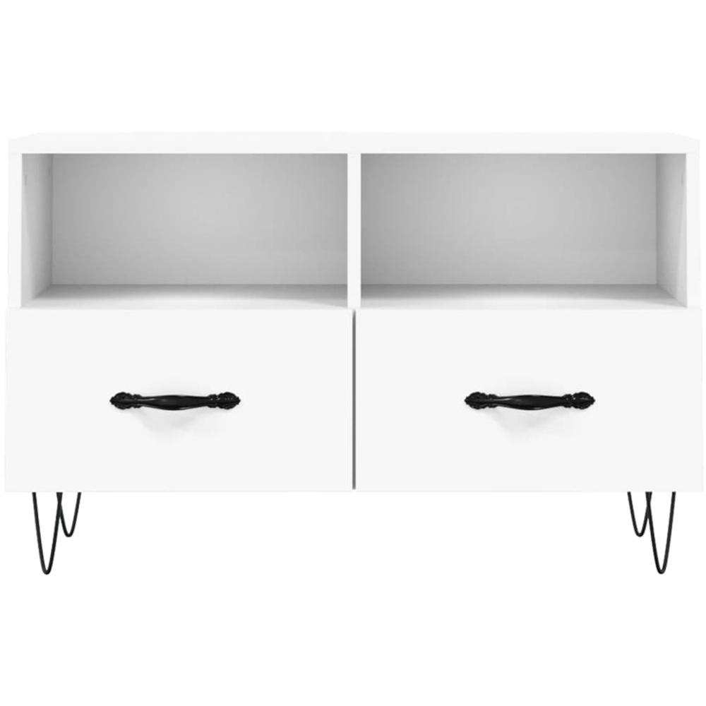 vidaXL 2 Drawer 2 Shelf White TV Cabinet Image 5
