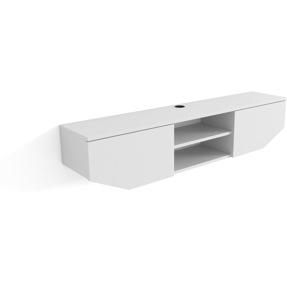 Decorotika Hera 2 Door 2 Shelf Glossy White Wall Mounted TV Unit Image 2