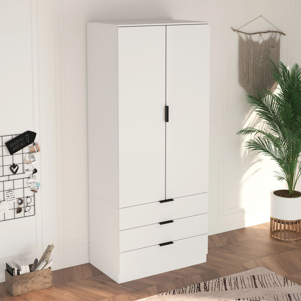 Home Source Phoenix 2 Door 3 Drawer White Wardrobe Image 9