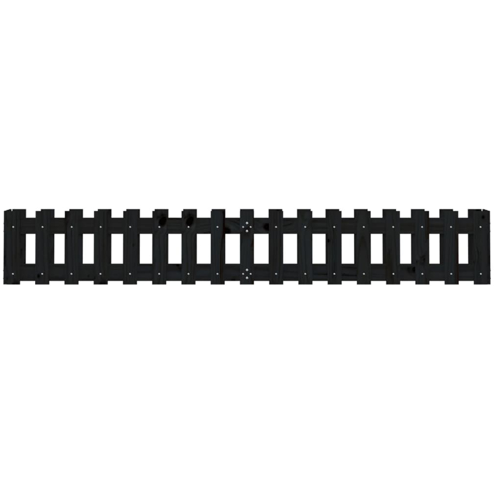 vidaXL Black Solid Pine Wood Fence Design Raised Garden Bed 200 x 30 x 30cm Image 4