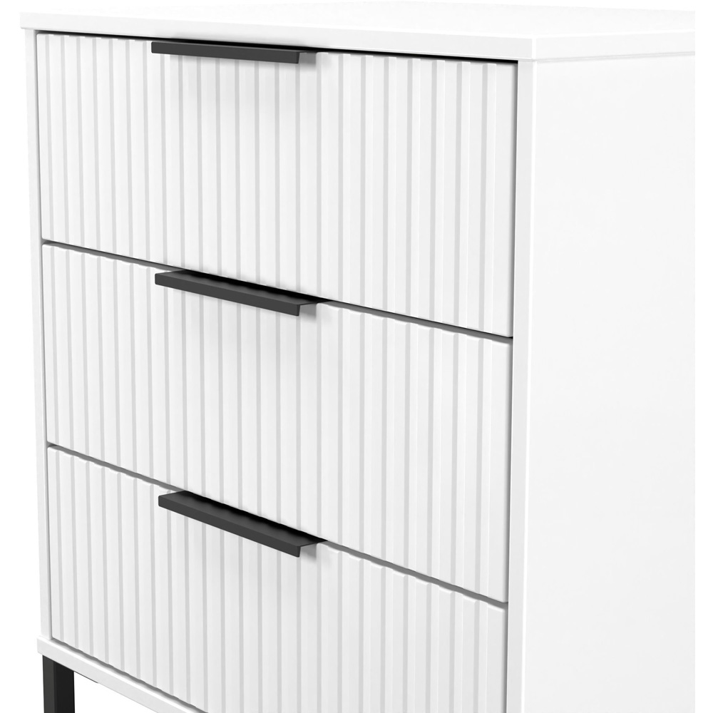Crowndale Fluted 3 Drawer White Matt Midi Chest of Drawers Ready Assembled Image 5