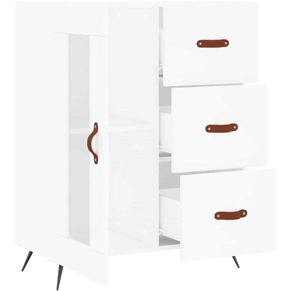 vidaXL Single Glass Door 3 Drawer White Sideboard Image 6