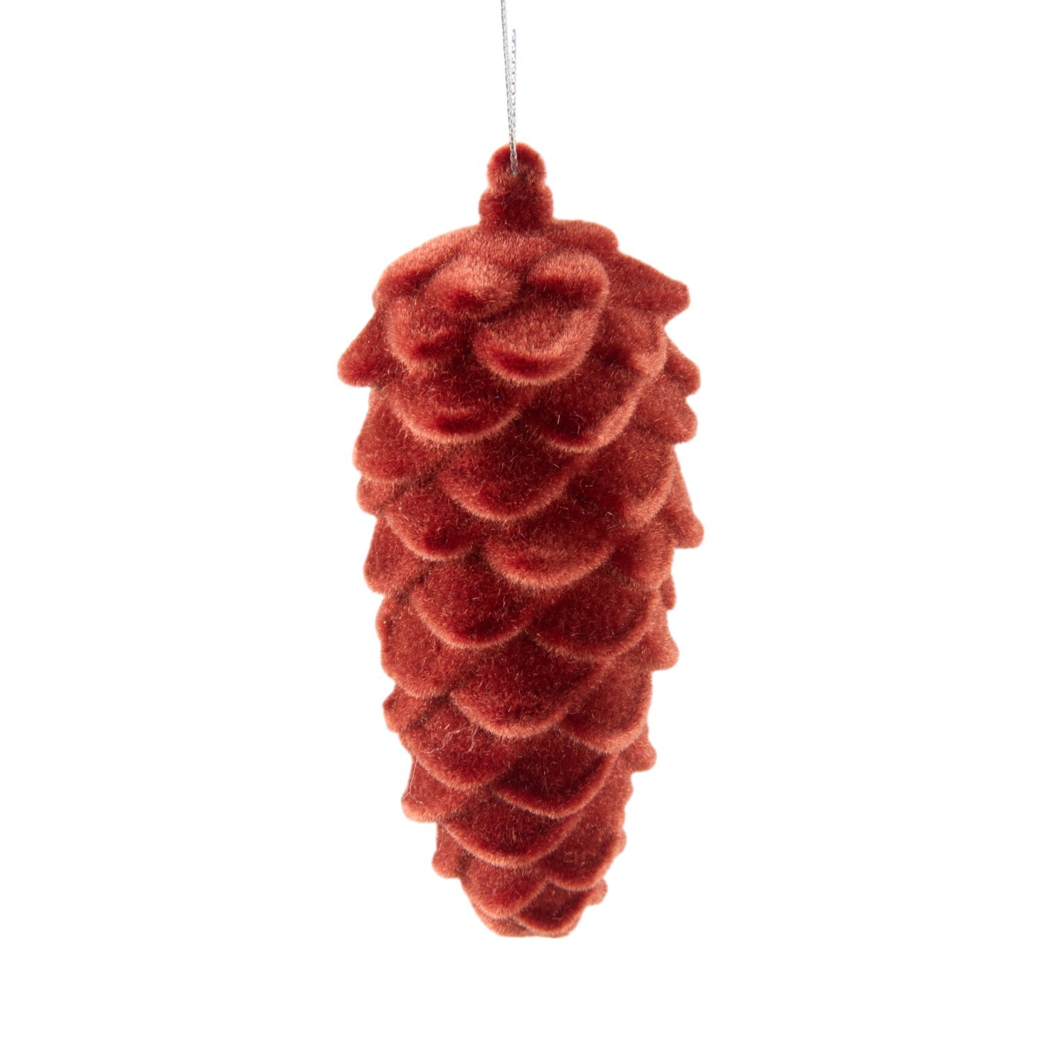 Flocked Pinecone Tree DecorationRed Image 3