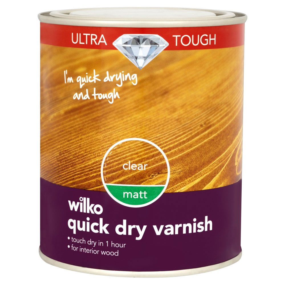 Wilko Ultra Tough Quick Dry Clear Matt Varnish 750 ml Image