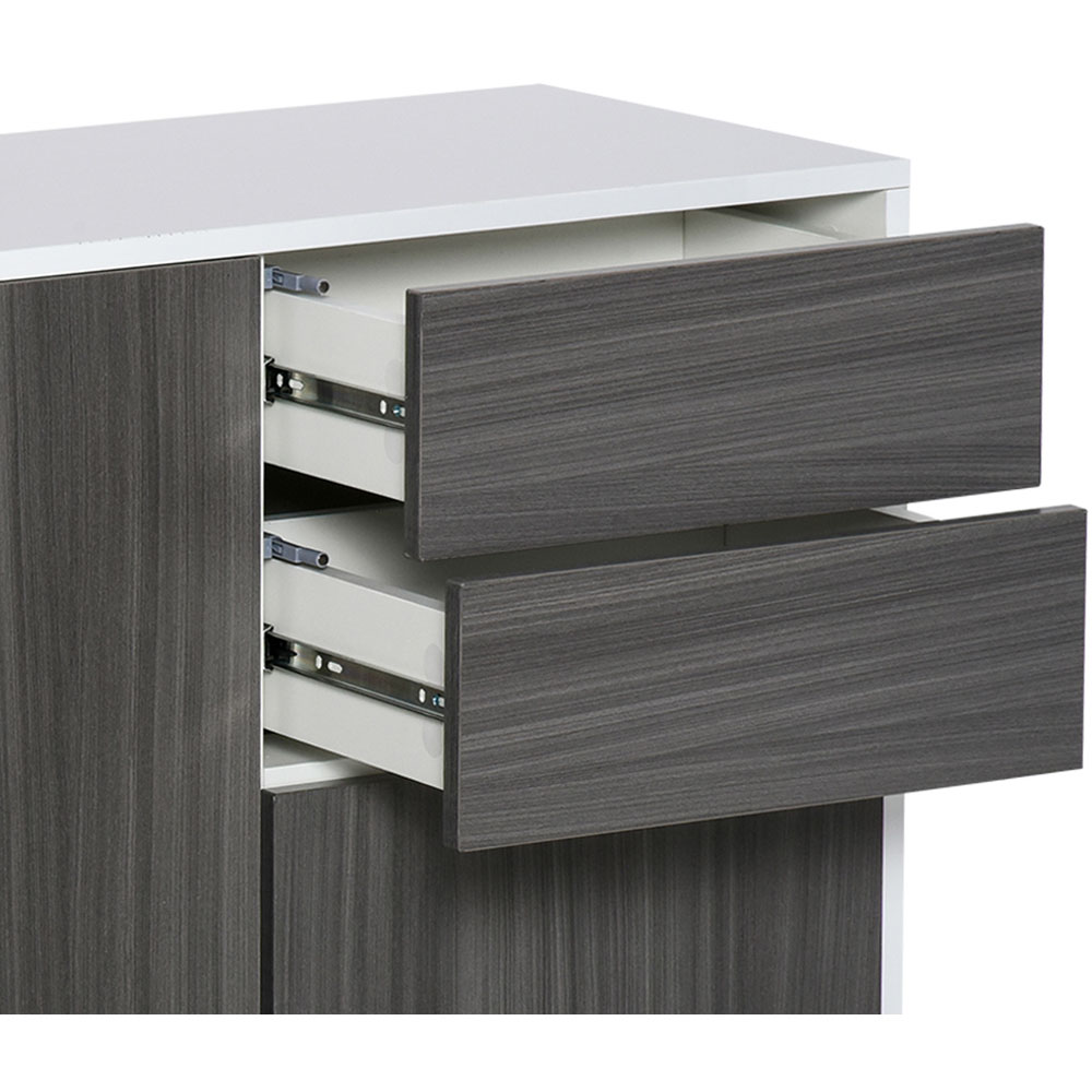 Portland 2 Drawer 2 Cabinet Light Grey and High Gloss White Sideboard Image 3