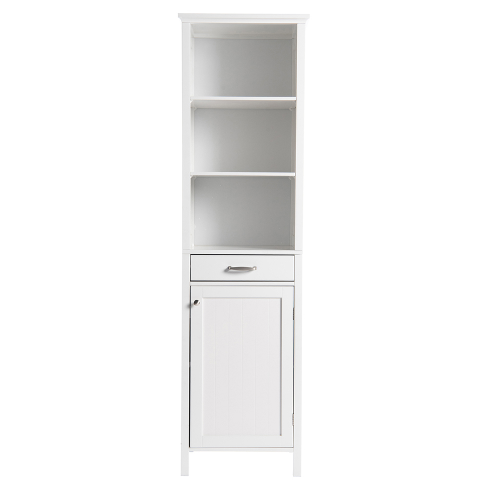 Greenhurst Single Door Single Drawer White Tall Storage Cabinet Image 2