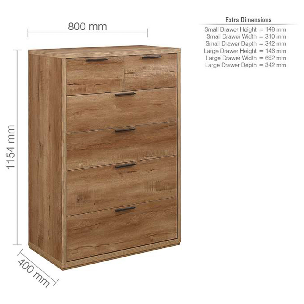 Stockwell 6 Drawer Brown Chest of Drawers Image 9