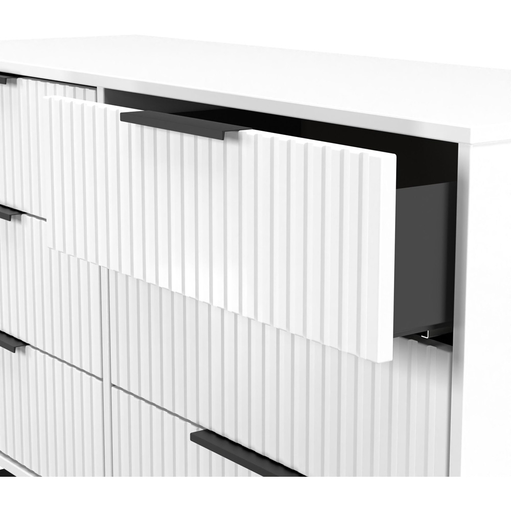 Crowndale Fluted 6 Drawer White Matt Wide Chest of Drawers Ready Assembled Image 6