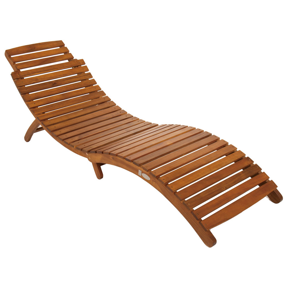 Charles Bentley FSC Acacia Folding Curved Sun Lounger Image 2