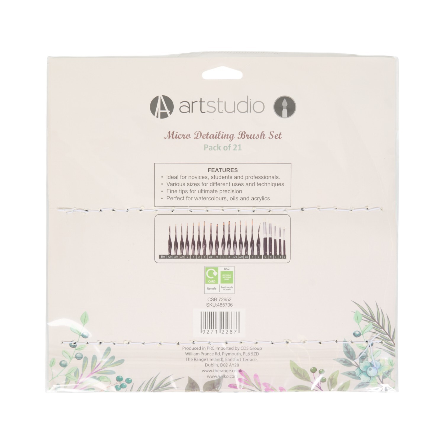 Pack of 21 Micro Detailing Paint Brushes Black Image 2