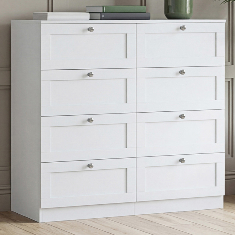 VIDA DESIGNS Altino 8 Drawer White Shaker-Style Chest of Drawers Image 1