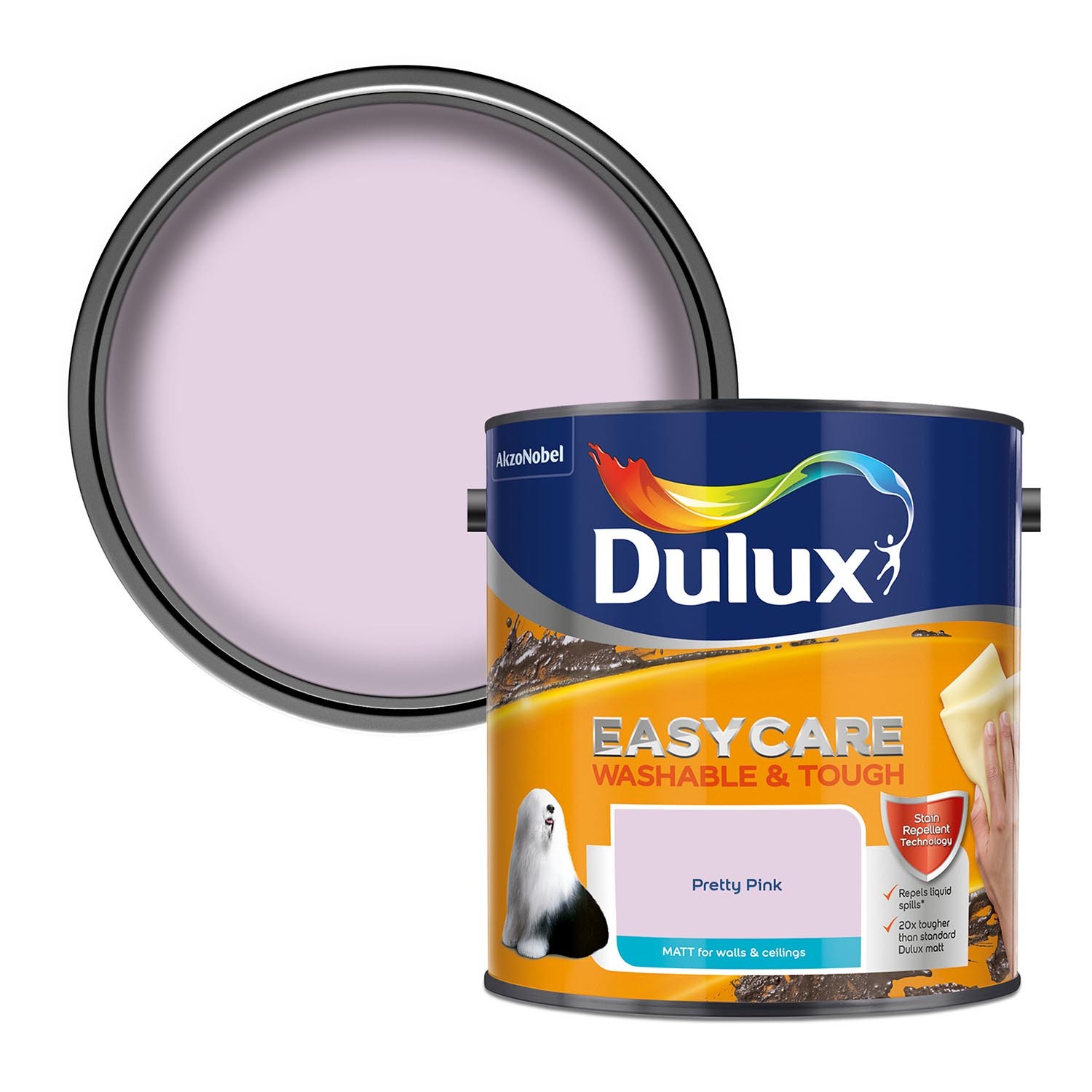 Dulux Easy Care Walls and Ceilings Pretty Pink Matt Emulsion Paint 2.5L Image 1