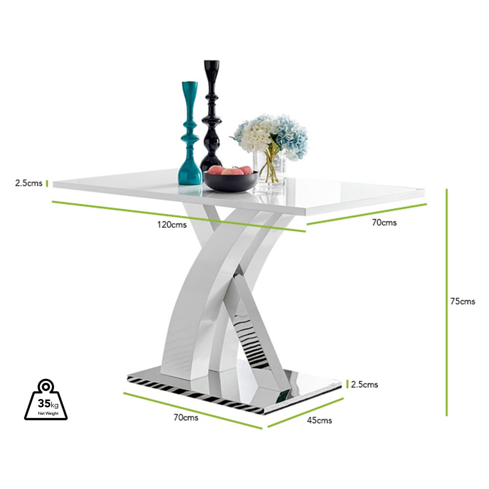 Furniturebox Columbia Valera 4 Seater Dining Set White Gloss and Chrome Image 9