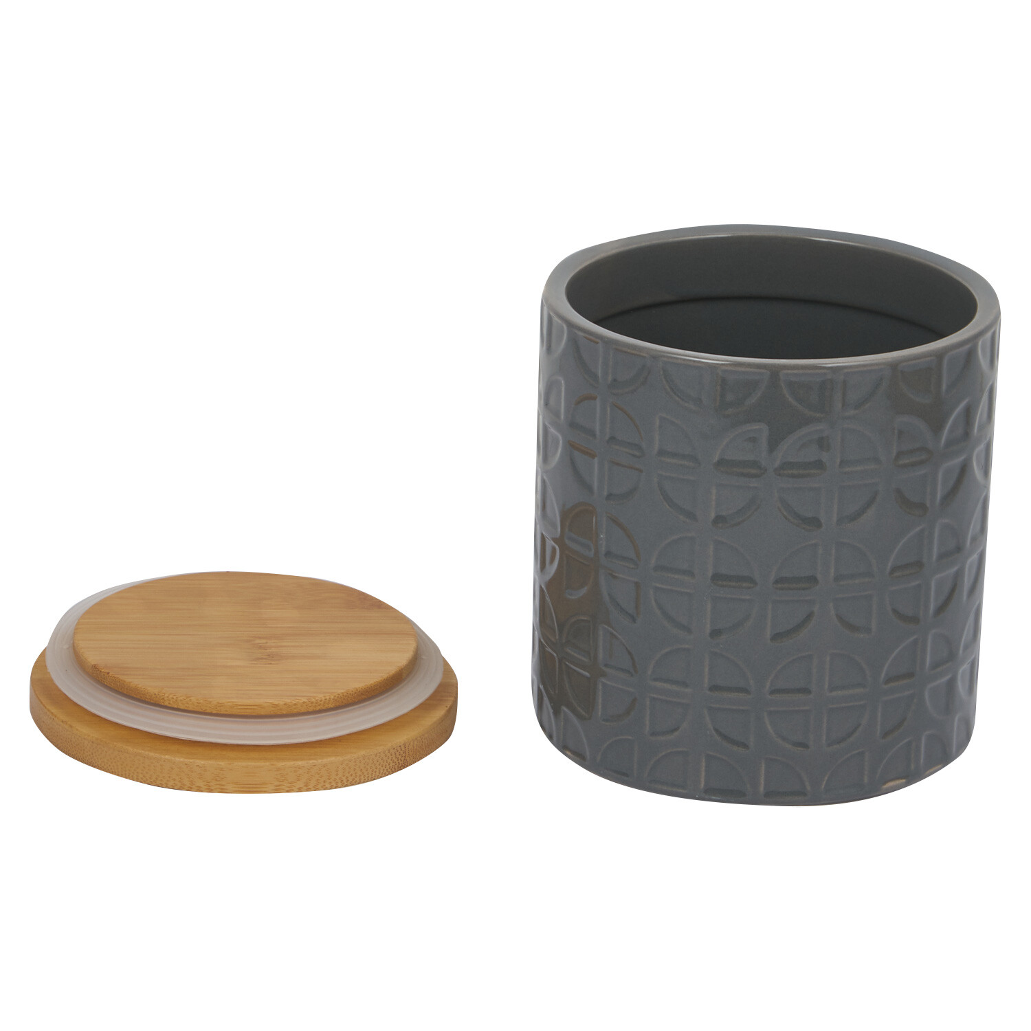 Geo Debossed Biscuit Canister - Grey Image 2