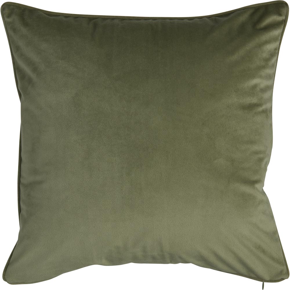 Wilko Olive Green Velour Cushion 55x55cm Image 1