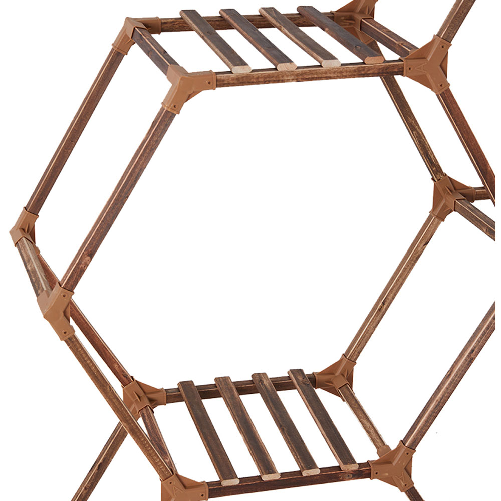 Living and Home 9 Shelf Hexagonal Wooden Plant Stand Image 6