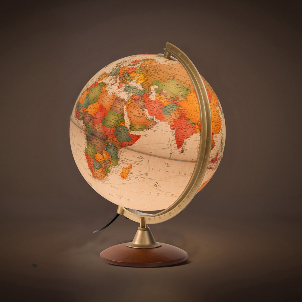 Nova Rico Colombo Antique Style Illuminated Globe with Wooden Base 30cm Image 2